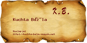 Kuchta Béla névjegykártya